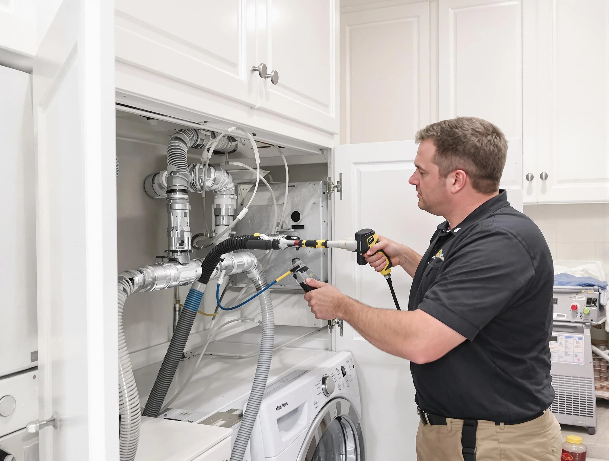 Plymouth Dryer Vent Cleaning professional removing severe blockage from a clogged dryer vent in Plymouth