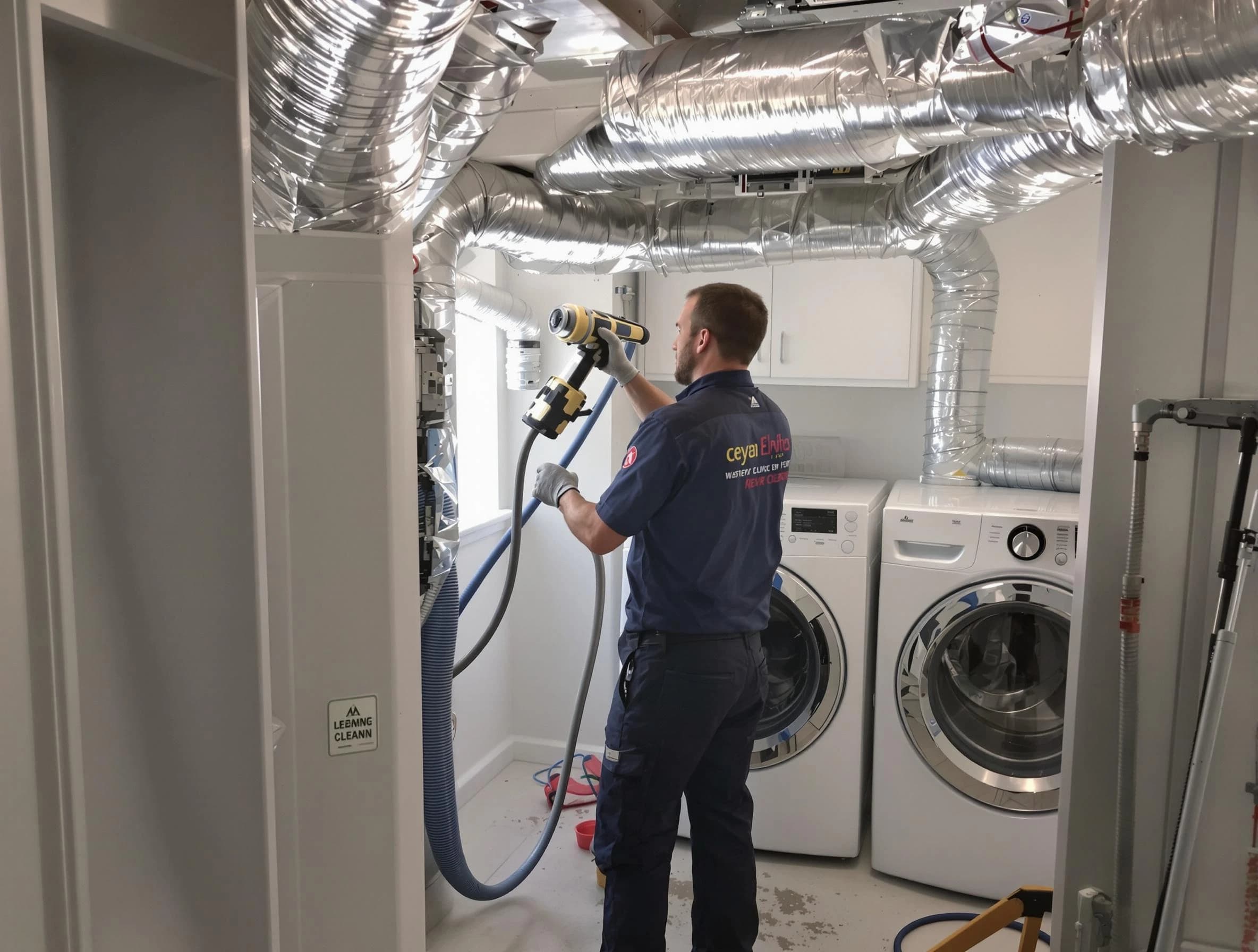 Plymouth Dryer Vent Cleaning specialist using advanced equipment for thorough duct cleaning in Plymouth