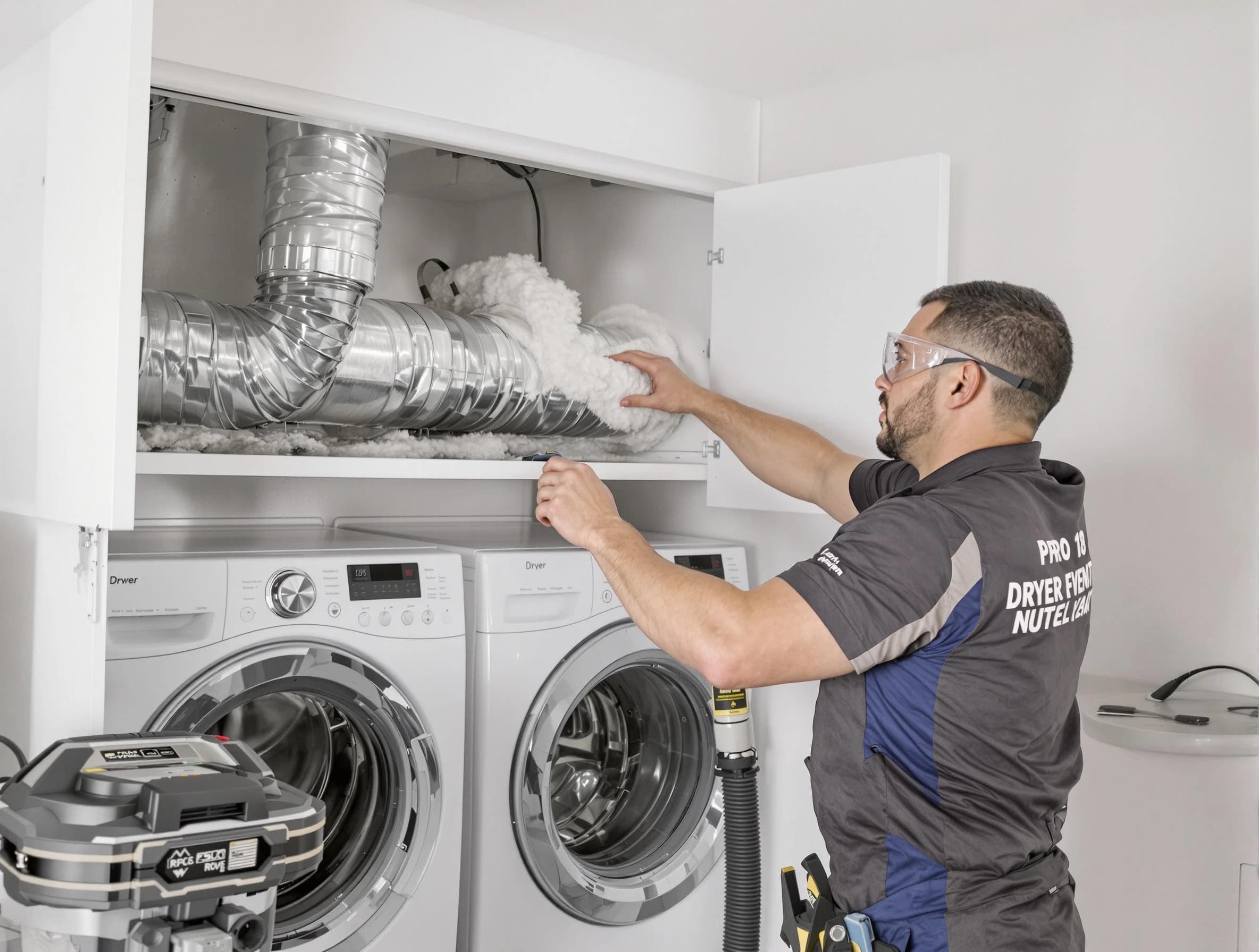 Plymouth Dryer Vent Cleaning certified technician performing specialized gas dryer vent cleaning in Plymouth