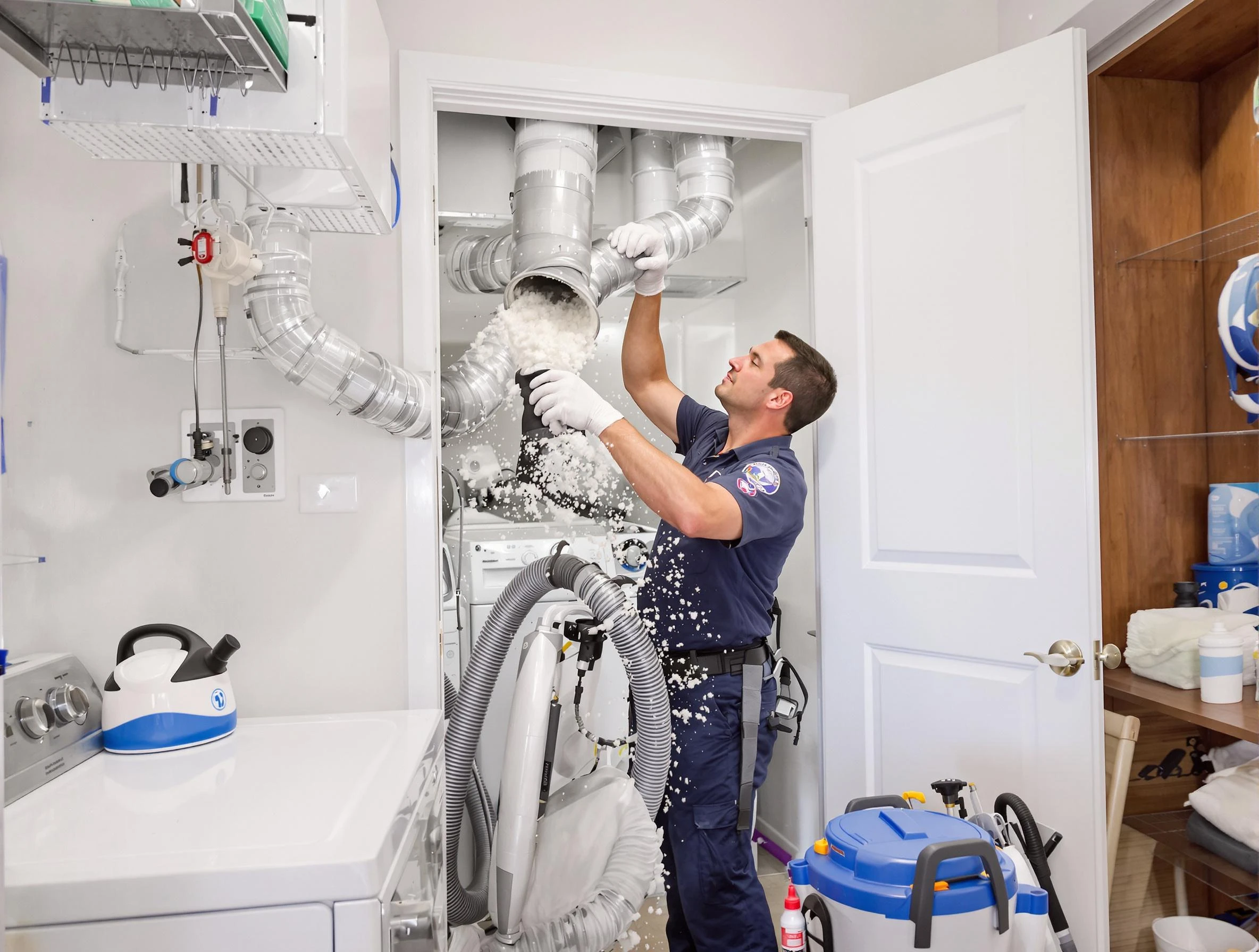 Plymouth Dryer Vent Cleaning technician delivering thorough residential dryer vent cleaning service in Plymouth